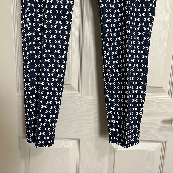 H&M Slacks Navy Patterned Stretchy Cigarette Trousers Pants Size 12 - Picture 7 of 8